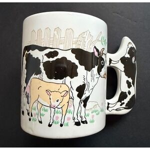 Vintage Cow Calf Farm Barnyard Coffee Mug